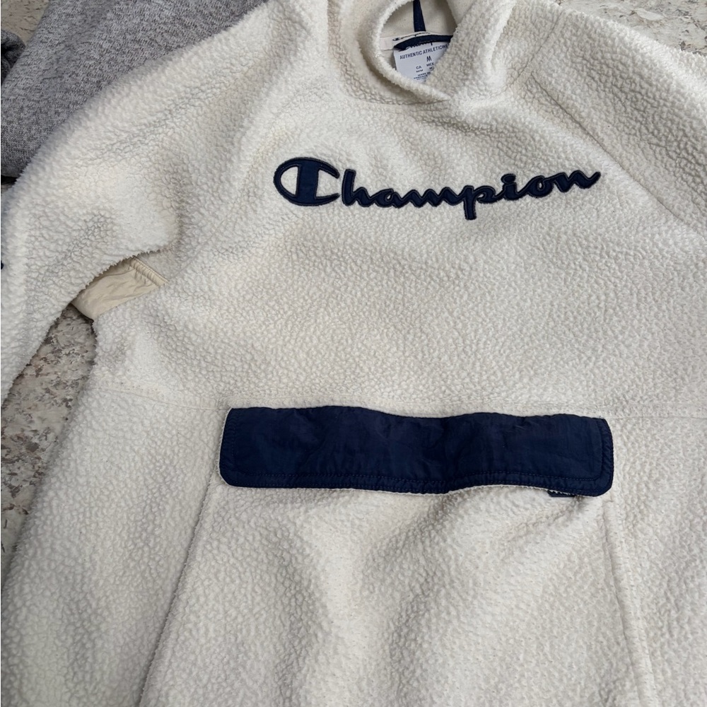 Champion Cream Fleece with Navy Detail